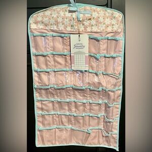 Hanging Jewelry Organizer - Pink Floral Design